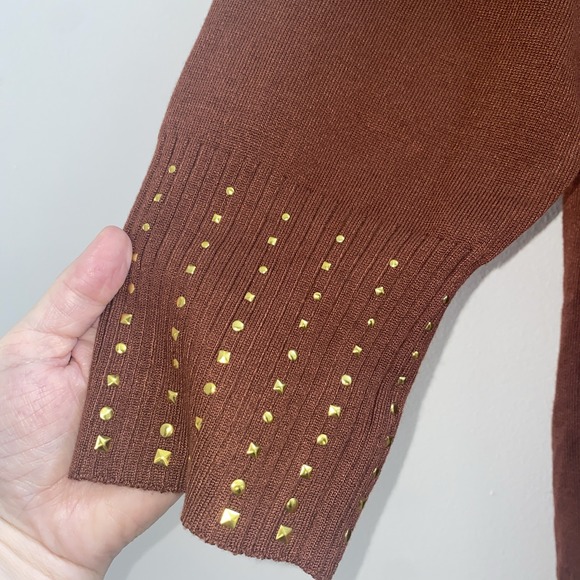 Ashley‎ Stewart Sweater Brown Tan NWT Size 26 Cowl Neck Embellishments Sequins - Picture 3 of 6